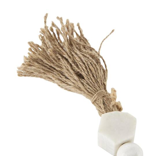 42" White with Brown Jute Knotted Marble Handmade Hexagon Beaded Garland